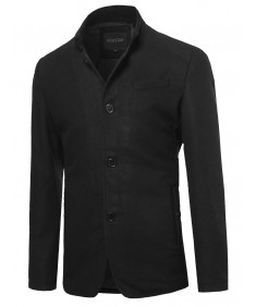 Men's Classic British Long Sleeves Button Closure Wool Blend Coat