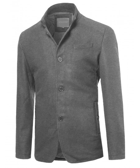 Men's Classic British Long Sleeves Button Closure Wool Blend Coat