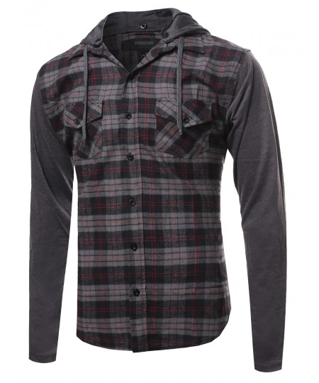 Men's Flannel Plaid Checkerd Long Sleeve Tshirts