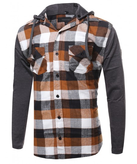 Men's Flannel Plaid Checkerd Long Sleeve Tshirts