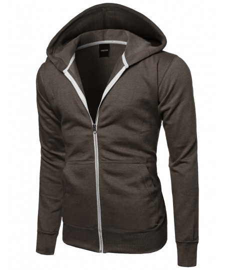 Men's Basic Solid Light Weight Hoodie Jackets