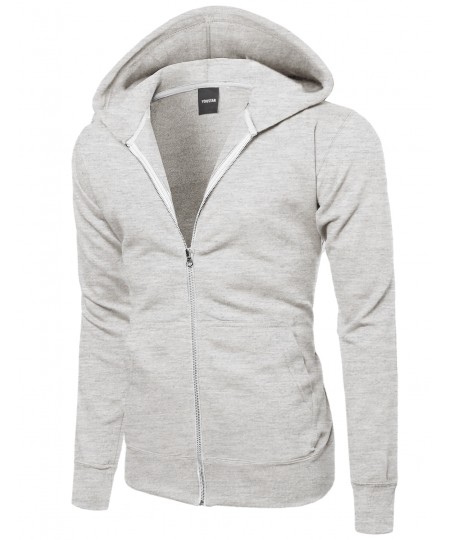 Men's Basic Solid Light Weight Hoodie Jackets