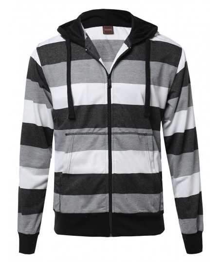 Men's Basic Stripe Light Weight Hoodie