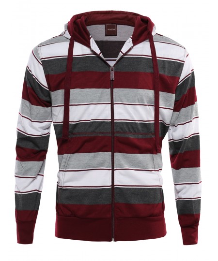 Men's Basic Stripe Light Weight Hoodie