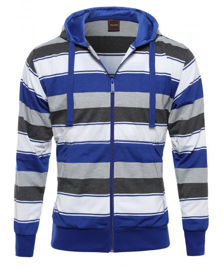 Men's Basic Stripe Light Weight Hoodie