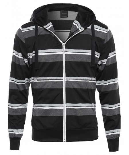 Men's Basic Stripe Light Weight Hoodie