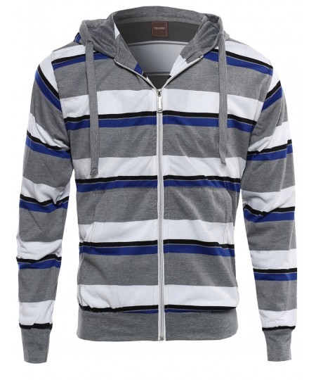 Men's Basic Stripe Light Weight Hoodie