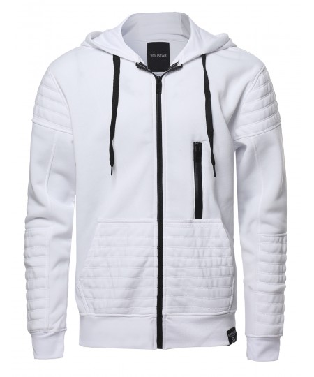 Men's Fashion Hoodie Jacket With Contrast Zipper And Ribbed Details