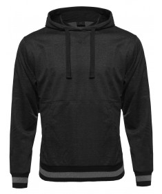 Men's Long Sleeve Muff Pocket Pullover Hoodie With Stripe Details