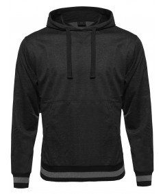 Men's Long Sleeve Muff Pocket Pullover Hoodie With Stripe Details