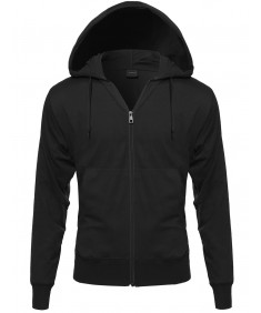 Men's Basic Lightweight Hoodie With Zip Up Closure