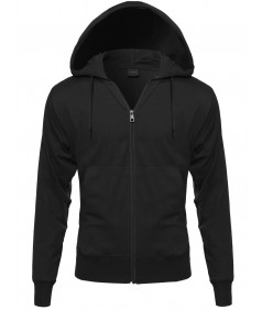 Men's Basic Lightweight Hoodie With Zip Up Closure