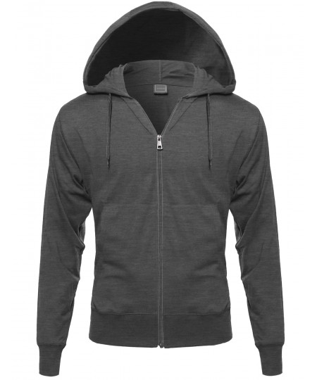 Men's Basic Lightweight Hoodie With Zip Up Closure