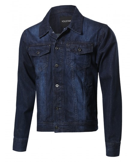 Men's Casual Nicely Stone Washed Denim Trucker Jacket