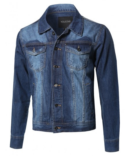 Men's Casual Nicely Stone Washed Denim Trucker Jacket