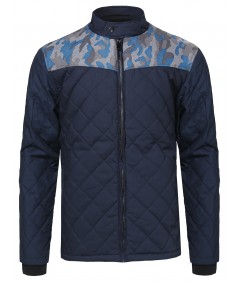Men's Quilted Jacket With Camo Details