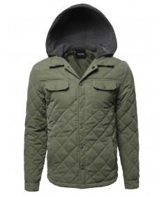 Men's Contrast Color Hooded Puffer Jacket