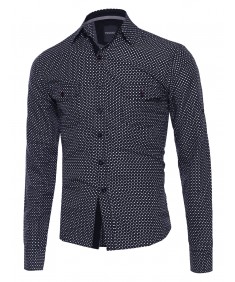 Men's Patterned Button Down Long Sleeve Shirt