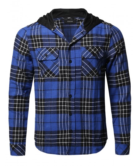 Men's Plaid Attachable Hoodie Flannel Shirt