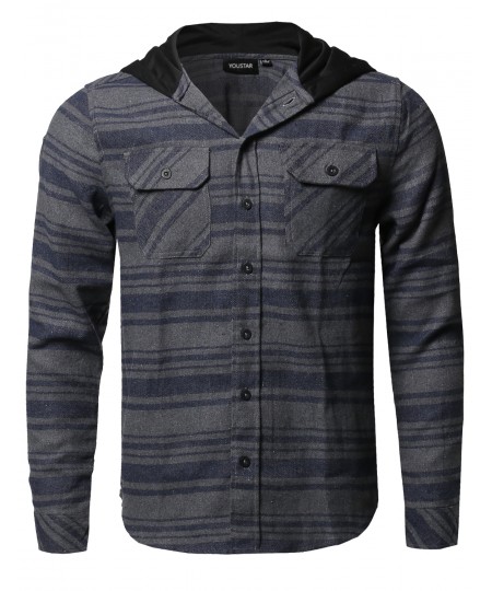 Men's Plaid Attachable Hoodie Flannel Shirt