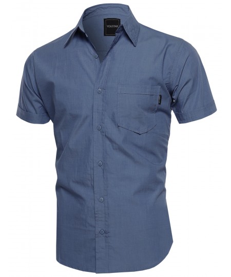 Men's Classic Short Sleeve Button Down Shirt 