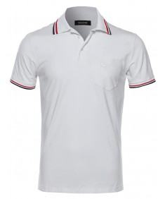 Men's Slim Fit Solid Two Tone Stitch Detailed Polo Shirt
