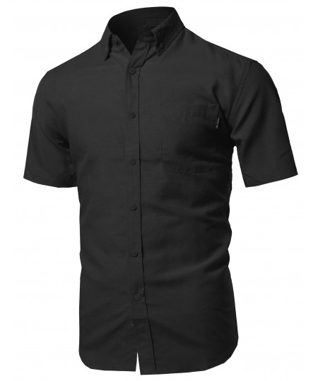 Men's Basic Short Sleeve Button Up Shirt