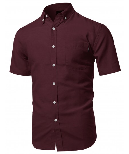 Men's Basic Short Sleeve Button Up Shirt