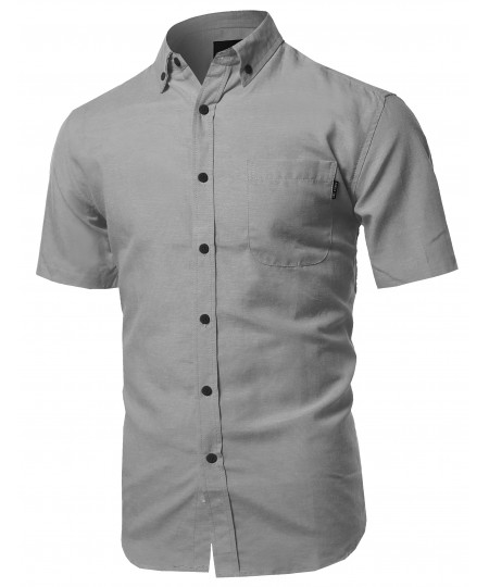 Men's Basic Short Sleeve Button Up Shirt