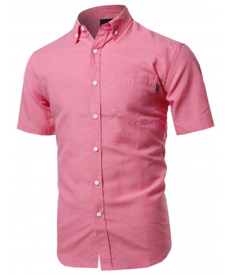 Men's Basic Short Sleeve Button Up Shirt