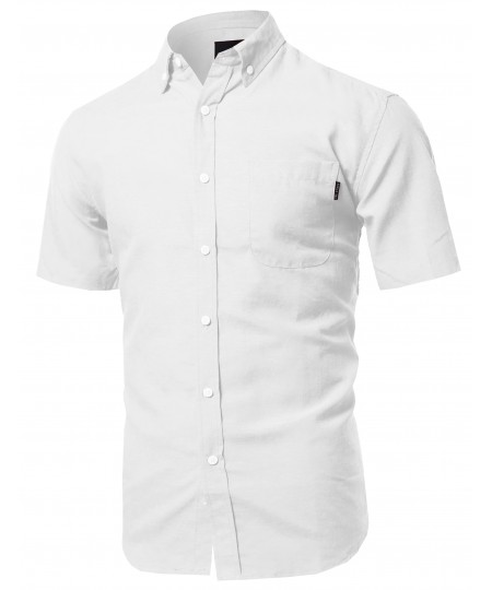 Men's Basic Short Sleeve Button Up Shirt