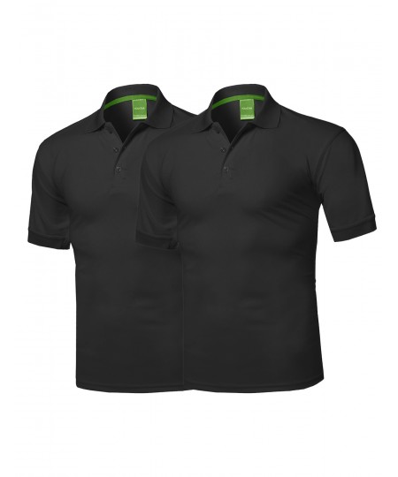 Men's Solid Cool Dri-Fit Active Athletic Golf Short Sleeves Polo Shirt