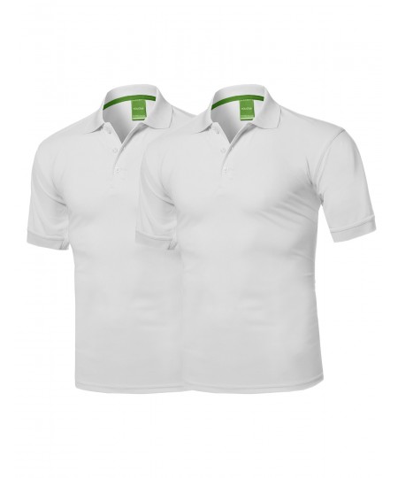 Men's Solid Cool Dri-Fit Active Athletic Golf Short Sleeves Polo Shirt
