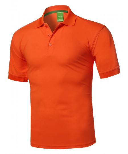 Men's Solid Cool Dri-Fit Active Athletic Golf Short Sleeves Polo Shirt