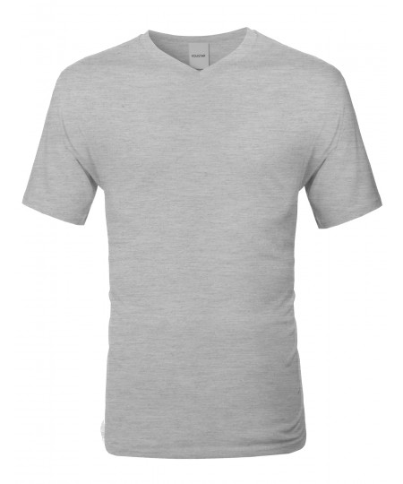 Men's Basic Solid Short Sleeve V-neck Pre-shrunk Cotton T-shirt S-3XL