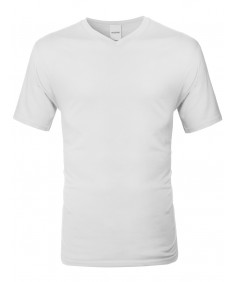 Men's Basic Solid Short Sleeve V-neck Pre-shrunk Cotton T-shirt S-3XL