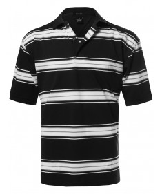Men's  Basic Short Sleeve Stripe Polo Top (S-3XL)