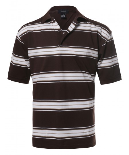 Men's  Basic Short Sleeve Stripe Polo Top (S-3XL)