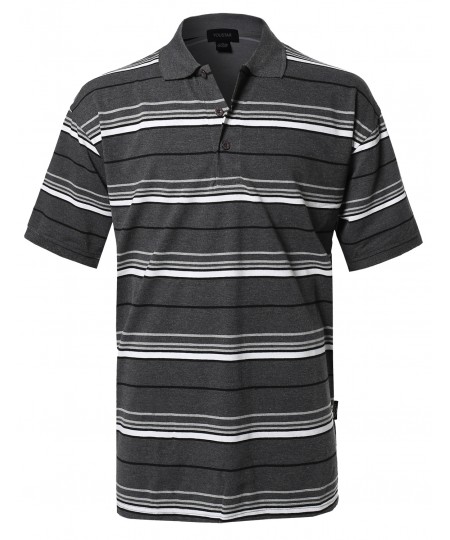 Men's  Basic Short Sleeve Stripe Polo Top (S-3XL)