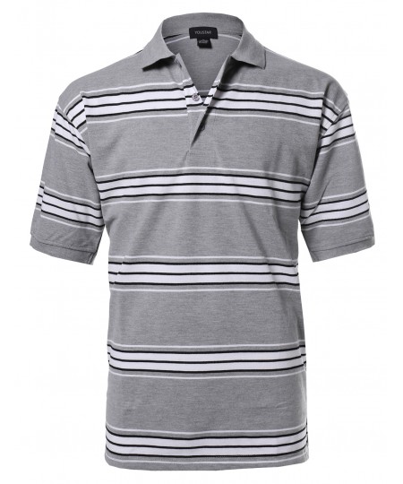 Men's  Basic Short Sleeve Stripe Polo Top (S-3XL)