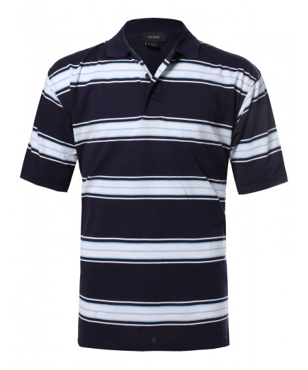 Men's  Basic Short Sleeve Stripe Polo Top (S-3XL)