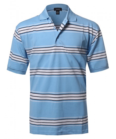 Men's  Basic Short Sleeve Stripe Polo Top (S-3XL)