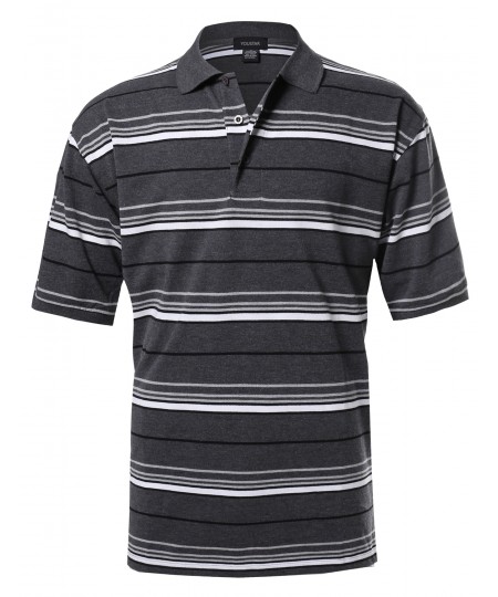 Men's  Basic Short Sleeve Stripe Polo Top (S-3XL)