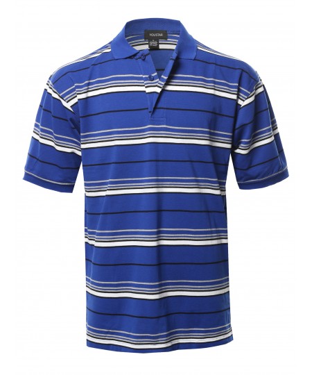 Men's  Basic Short Sleeve Stripe Polo Top (S-3XL)