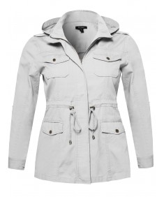 Women's Casual Adjustable Sleeve Anorak Jacket with Detachable Hood