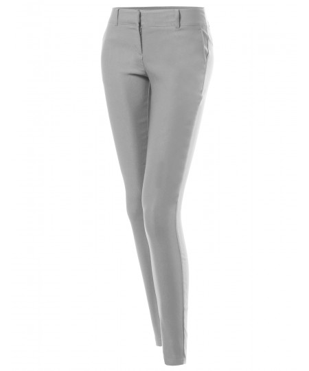 Women's Basic Slim Fit Office Pants Stretchy Full Length