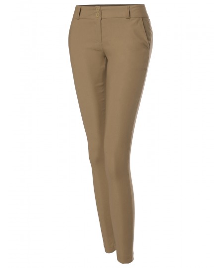 Women's Basic Office Slim Stretchy Full Length Pants