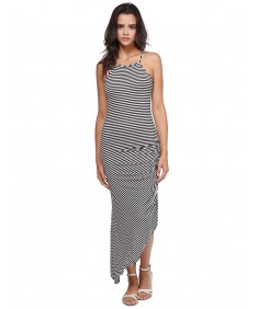 Women's Racerback Asymmetrical Striped Long Dress