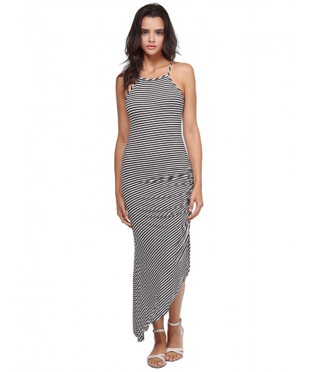 Women's Racerback Asymmetrical Striped Long Dress