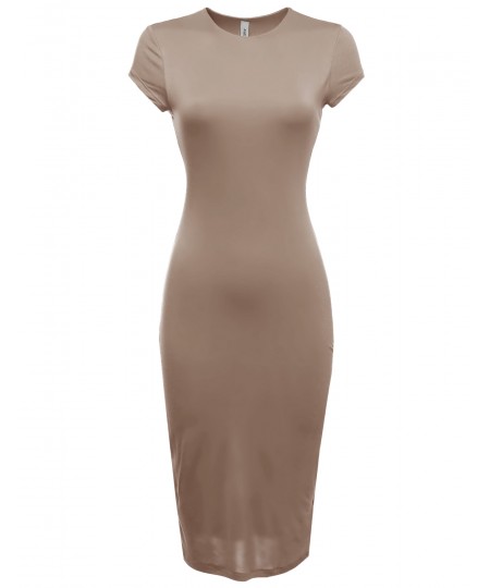 Women's Cap Sleeve Double Layer Long Bodycon Midi Dress